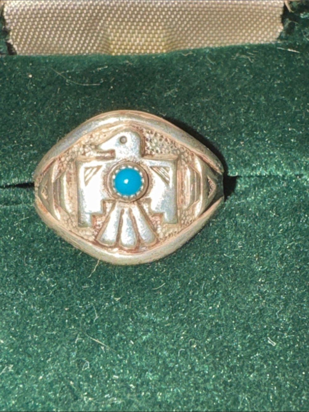 Southwest Thunderbird Ring with Turquoise Stone 925 silver